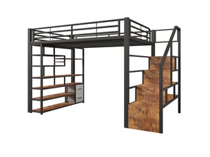 Lit mezzanine 140x200 cm coloris noir