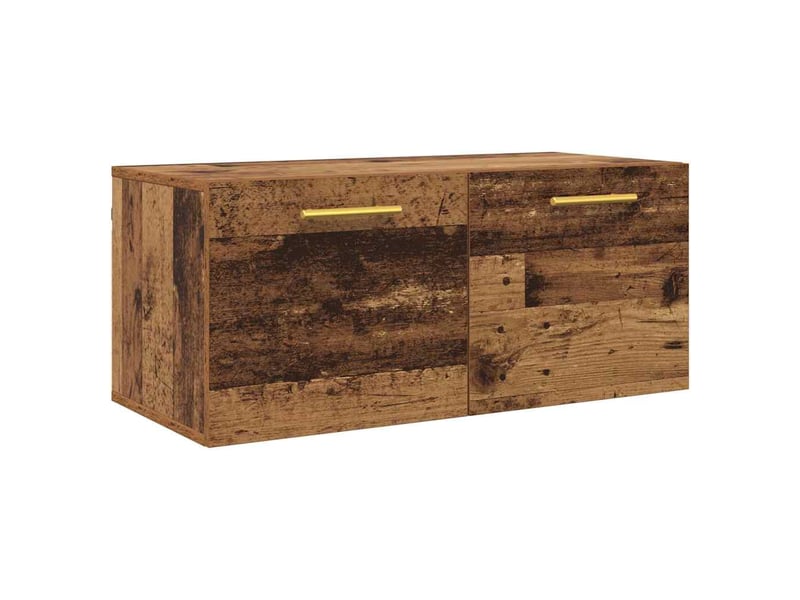  Meuble mural, rangement salon 80 x 36.5 x 35 cm bois d'ingénierie bois ancien shl8289  - Conforama A