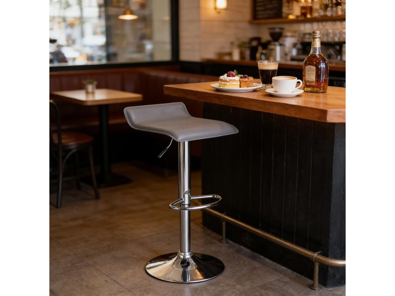  Tabouret de bar réglable pivotant 360° - lpospi - assise ergonomique pour cuisine, similicuir gris, 62×84 cm  - Conforama E