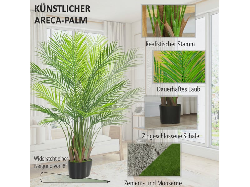  Palmier artificiel en pot 120 cm vert avec 22 feuilles, décor tropical sans entretien pour intérieur  - Conforama D
