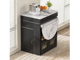 Îlot de cuisine extensible 55-194 x 80 x 95,5 cm – noir – led, prises et rangement intégré