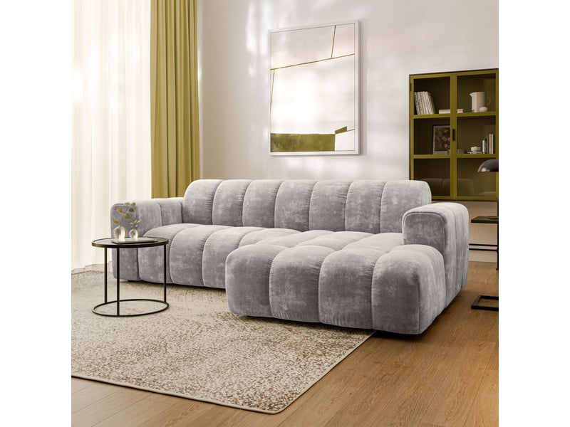 Canapé d'angle tisi, tissu chenille gris clair - Conforama B