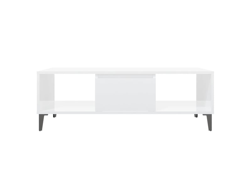  Table basse rectangulaire | table de salon blanc brillant 103,5x60x35 cm bois d'ingénierie  - Conforama E