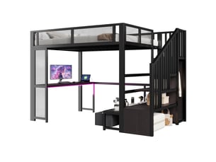 Lit mezzanine 140x200 cm <strong>OKWISH</strong> <strong></strong> coloris noir