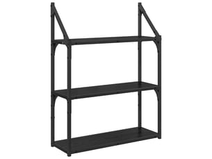 Étagère flottante, étagère suspendue montage mural chêne noir 60 x 21 x 78,5 cm cf42508