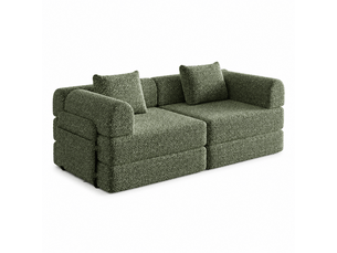 Canapé droit convertible 2 places Tissu vert avec coffre de rangement