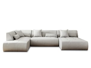 Canapé d'angle gauche fixe LISA DESIGN ONYX 7 places Tissu gris