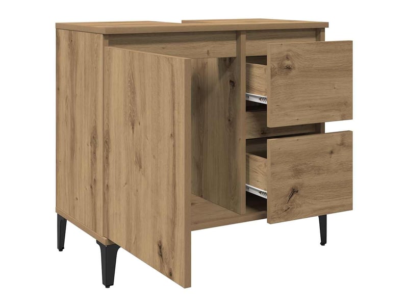  Armoire lavabo chêne artisanal 65x33x60 cm bois d'ingénierie  - Conforama D