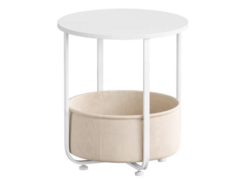  Table d'appoint ronde 45x45x50 cm avec panier métal blanc  - Conforama A