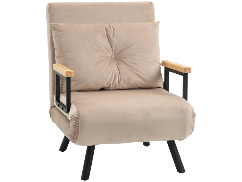  Fauteuil convertible,63x73x81 cm,avec dossier réglable,polyester,beige  - Conforama A
