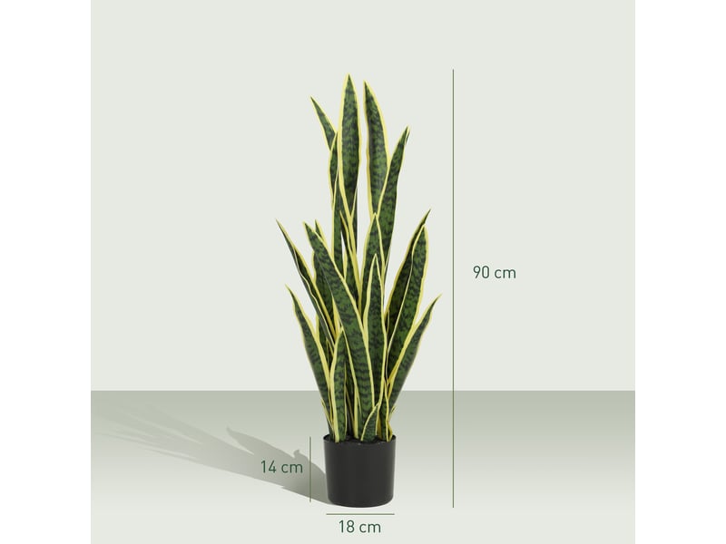 Sansevieria artificielle en pot pour usage intérieur et extérieur, avec 21 feuilles modelables, ø20x90 cm - Conforama E