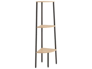 Étagère d'angle 3 niveaux, étagère de rangement marron clair et noir 45,5x31,5x120 cm