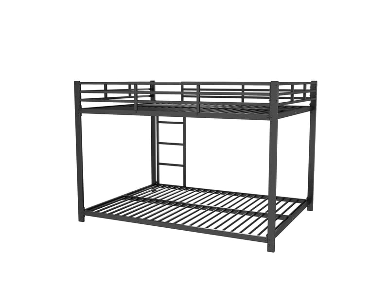  Lit superposé 140x200 cm avec 2 sommiers et garde-corps, fer, noir, sans matelas  - Conforama C