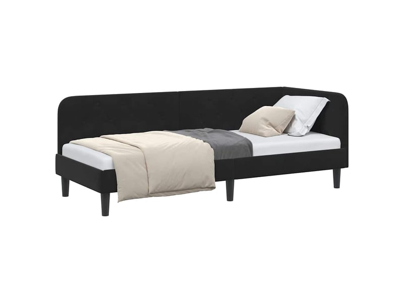  Lit simple- lit adulte -  cadre de lit d'angle noir 80 x 200 cm velours  - Conforama B