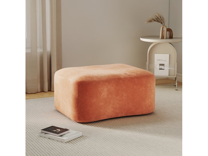  Repose-pied modulaire avec assise en mousse haute élasticité et design sans cadre, en velours orange 96 × 69 × 45 cm  - Conforama B