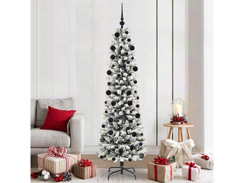 Sapin de noël - arbre de noël artificiel blanc 210 cm pvc, métal et plastique - Conforama B