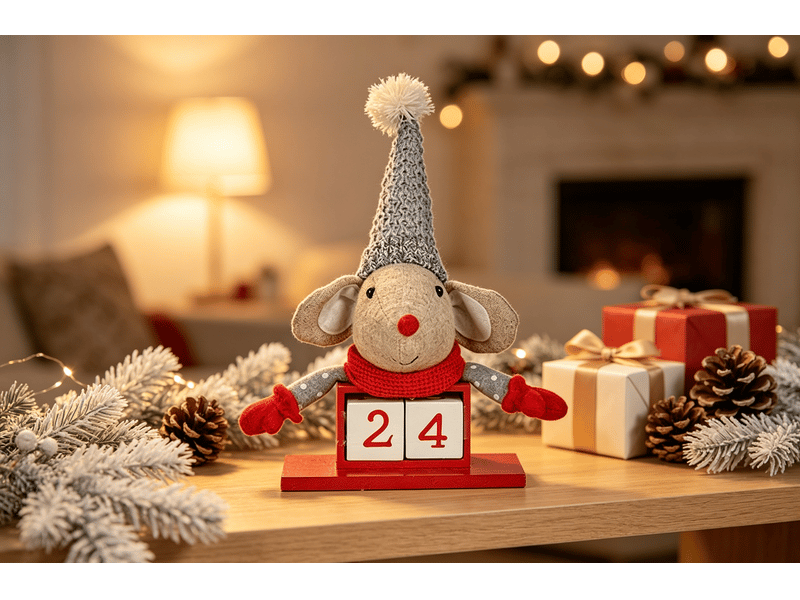  Calendrier de l’avent krist+ souris blanc rouge gris crème 20 x 11 x 20 cm (8 unités) S3627094 - Conforama D