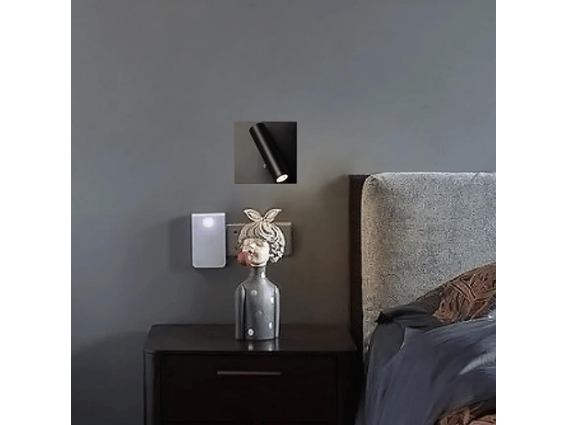  Spot led 3w encastré, directionnel, pour lampe de chevet, avec bouton marche, arrêt et éclairage focalisé réglable, noir  - Conforama D