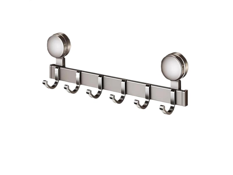 Crochet à ventouse 6 crochets support multifonctionnel de rangement sans perforation cuisine salle de bain à solide, gris - Conforama A