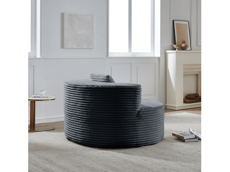  Fauteuil cloud fixe en velours côtelé gris foncé 112 × 105 cm, confort moelleux pour votre espace détente  - Conforama E