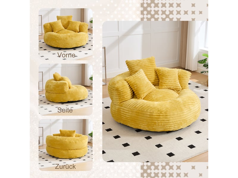 Deplimousse fixe 1 place tissu jaune canapé jaune - Conforama D
