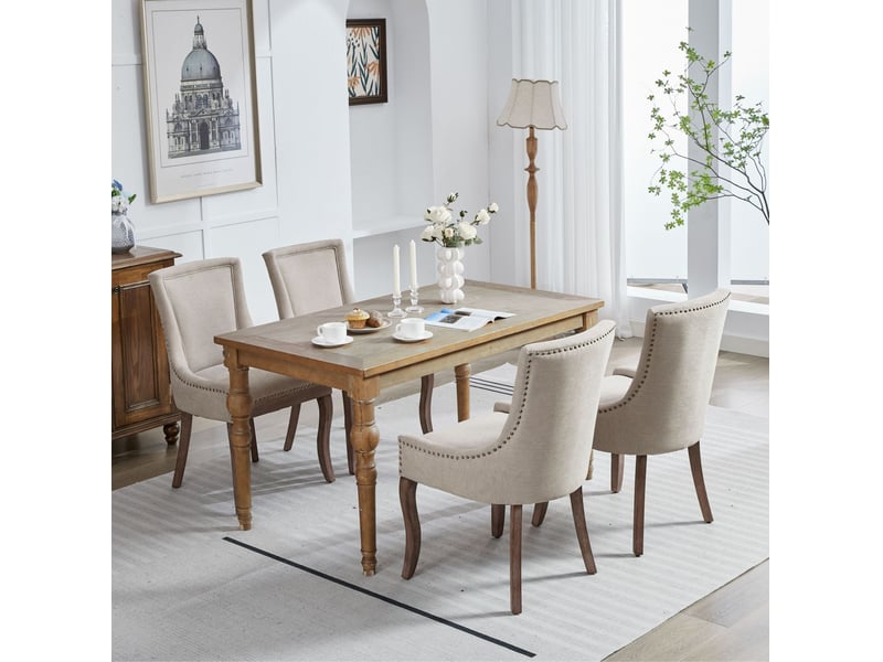  Lot de 2 chaises de salle à manger beige en chenille  - Conforama B