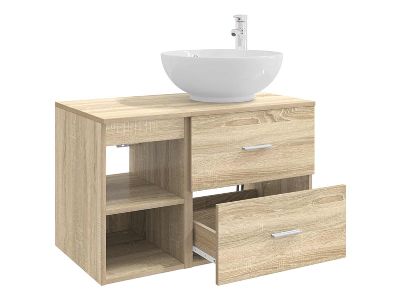  Ensemble de mobilier de salle de bain 2 pcs chêne sonoma shl5883  - Conforama D