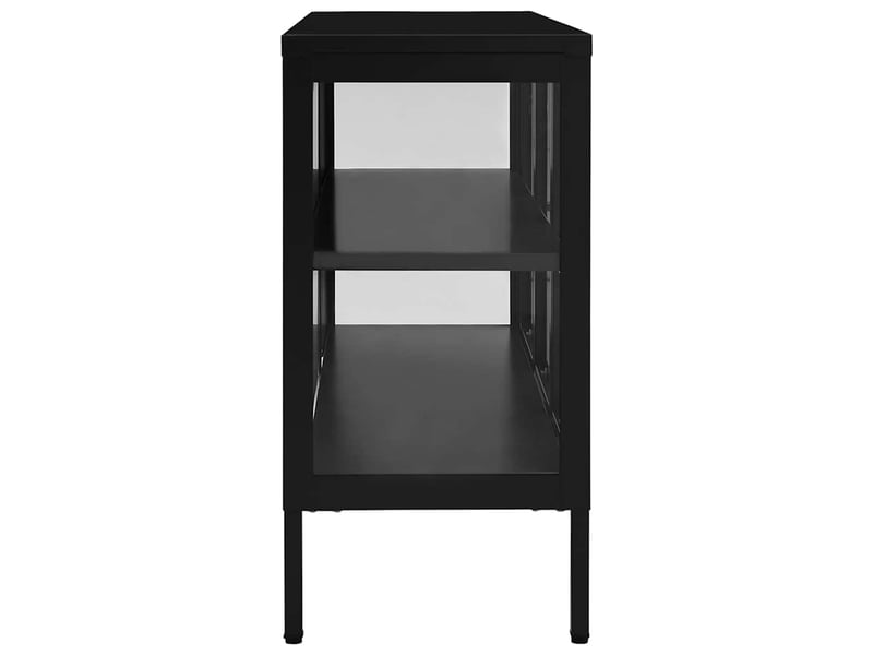  Buffet - bahut - meuble de rangement noir 105x35x70 cm acier et verre  - Conforama D