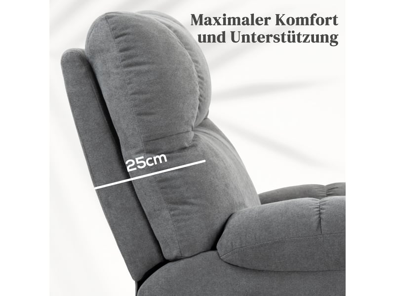  Fauteuil releveur électrique gris, massage et chaleur lombaire, inclinable à 135 degrés, pour salon et séjour  - Conforama E