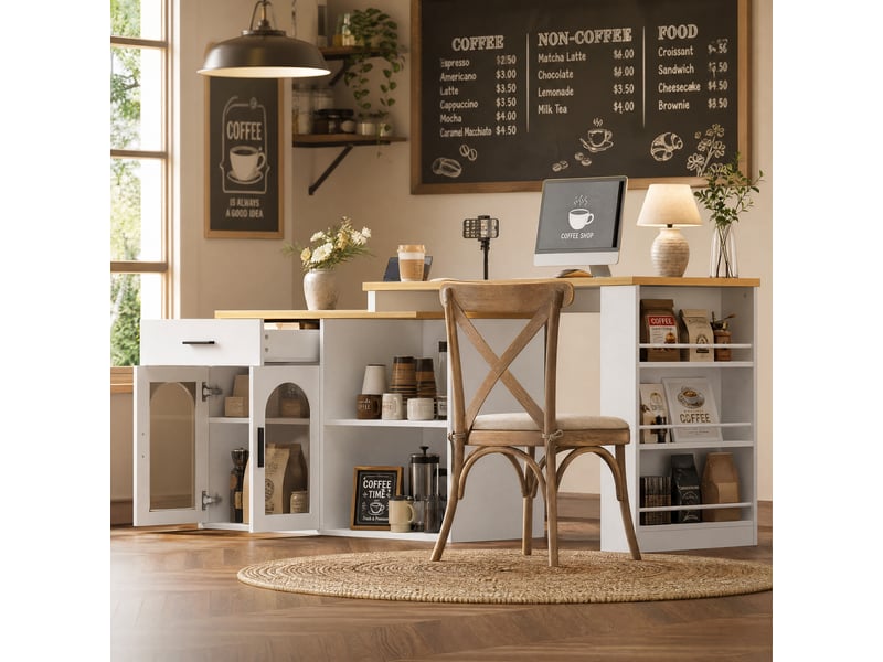 Desserte de cuisine 120x50x78 cm, plateau pivotant, avec rangements, structure en mdf, meuble cuisine, couleur blanc - Conforama D