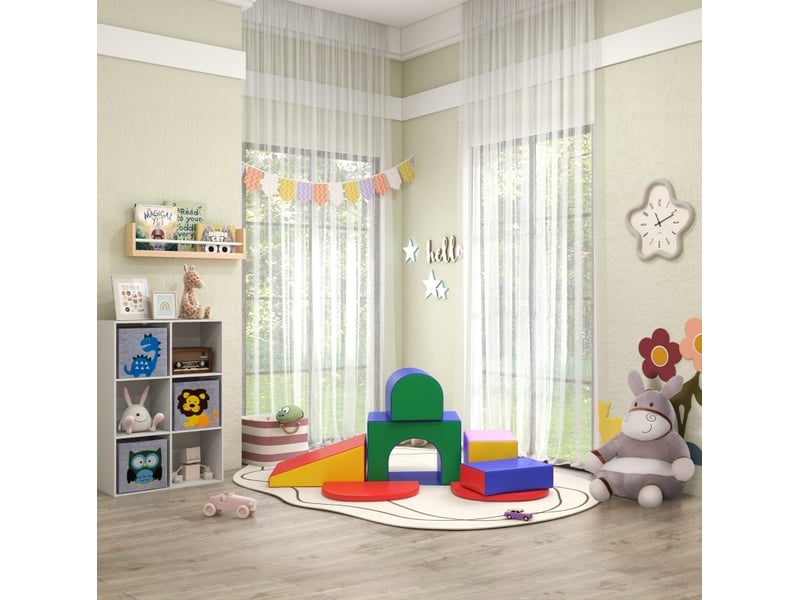  Set de blocs en mousse enfant 170x130x40 cm multicolore en simili cuir, 7 pièces à formes variées  - Conforama D