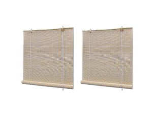 Lot de 2 stores enrouleur, stores à rouleau bambou naturel 120x160 cm cf48953