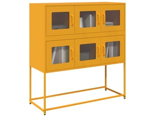 Buffet - bahut - meuble de rangement jaune moutarde 100,5x39x107 cm acier laminé à froid