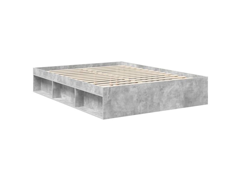  Lit double- lit adulte -  cadre de lit gris béton 150 x 200 cm bois de pin massif  - Conforama D