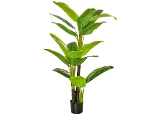 Plante artificielle bananier décoratif réaliste en plastique avec pot, vert, 150 cm