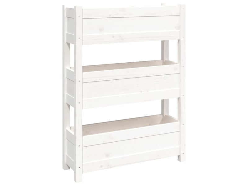  Jardinière - bac à fleurs blanc 77x25x104,5 cm bois massif de pin  - Conforama A