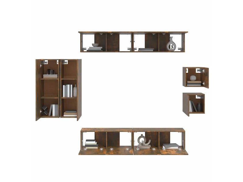  Ensemble de meubles tv 8 pcs chêne fumé bois d'ingénierie shl85891  - Conforama C