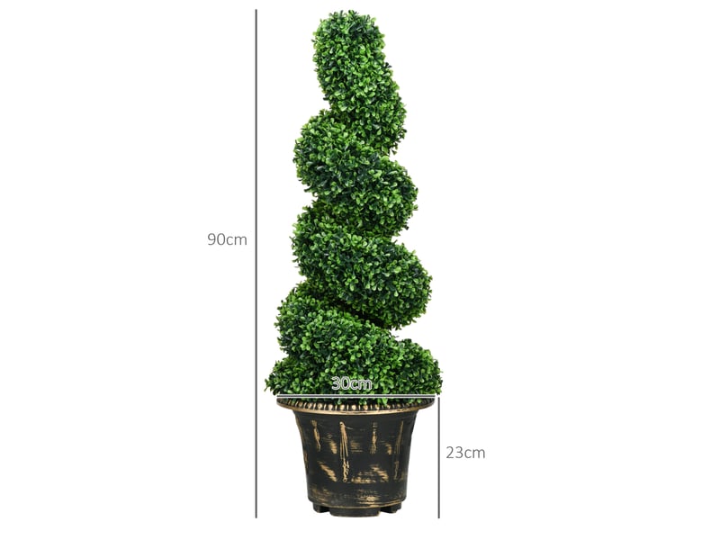  Lot de 2 buis artificiels 90 cm – vert – feuillage modulable, pots lestés pour intérieur et extérieur  - Conforama C