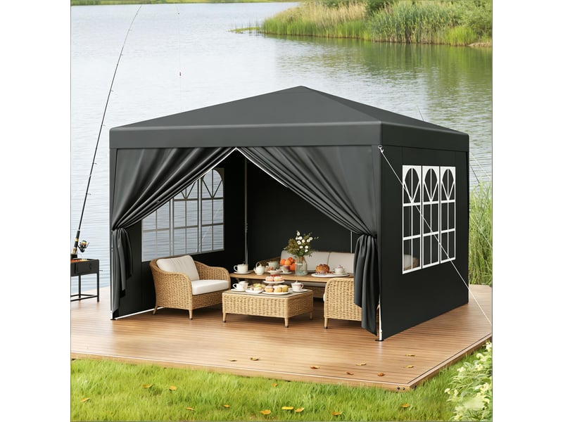  Gazebo de jardin stable 3x3 m, pavillon pliable pour mariage, terrasse et événements  - Conforama E