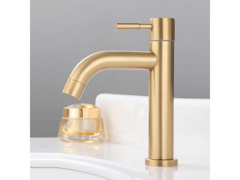 Robinet de lavabo, robinet de lavabo à levier unique en laiton froid monotrou, or brossé - Conforama B