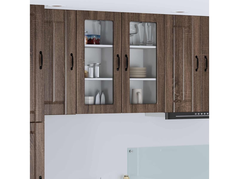  Meuble mural de cuisine, cabinet en verre mural 2 pcs chêne brun bois d'ingénierie shl7988  - Conforama B