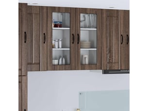 Meuble mural de cuisine, cabinet en verre mural 2 pcs chêne brun bois d'ingénierie shl7988