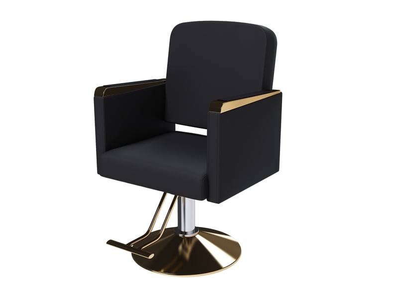  Fauteuil de coiffure hydraulique noir, acier et similicuir, rotation à 360 degrés  - Conforama A