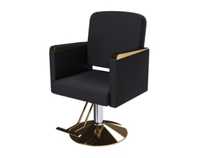 Fauteuil de coiffure hydraulique noir, acier et similicuir, rotation à 360 degrés