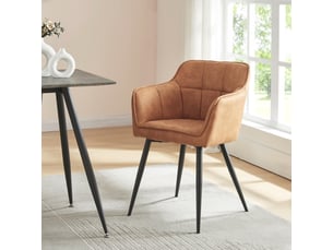 Chaise de salle à manger Birmingham simili-daim marron [en.casa]
