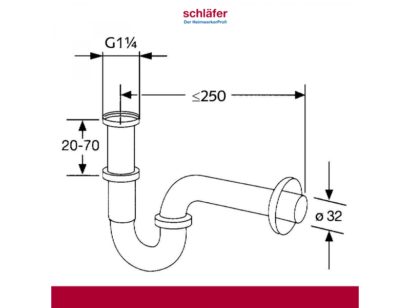  4395101 schläfer | siphon en forme de s pour évier de salle de bain, évier de cuisine et évier à linge, raccord universel 114, tuyau de  - Conforama B