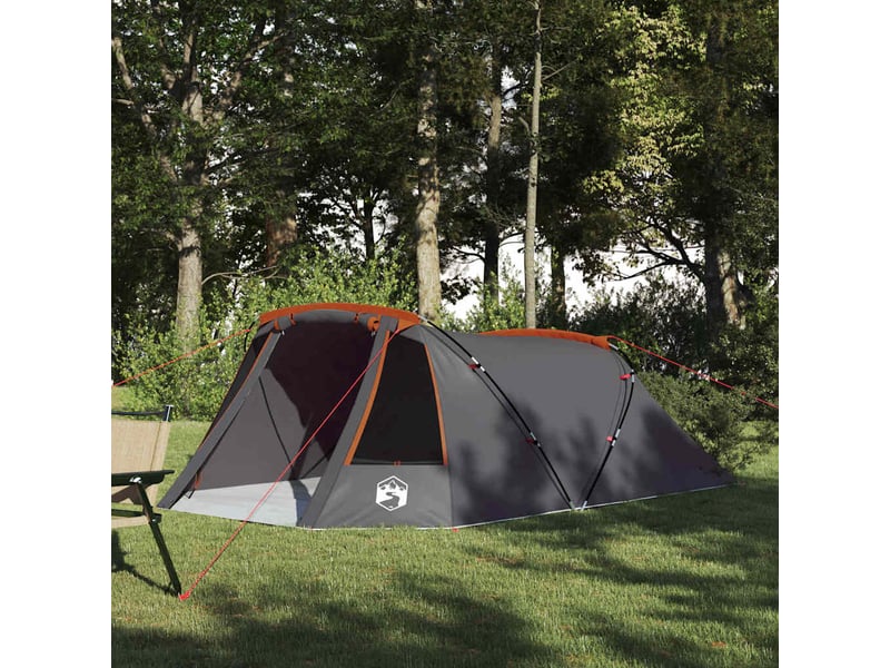  Tente tunnel, tente de camping 3 personnes gris et orange  - Conforama B
