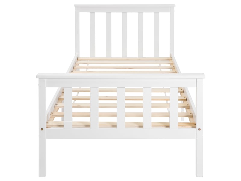  Lit enfant design minimaliste blanc en bois massif avec sommier à lattes, idéal pour chambre ado ou enfant garçon fille  - Conforama A