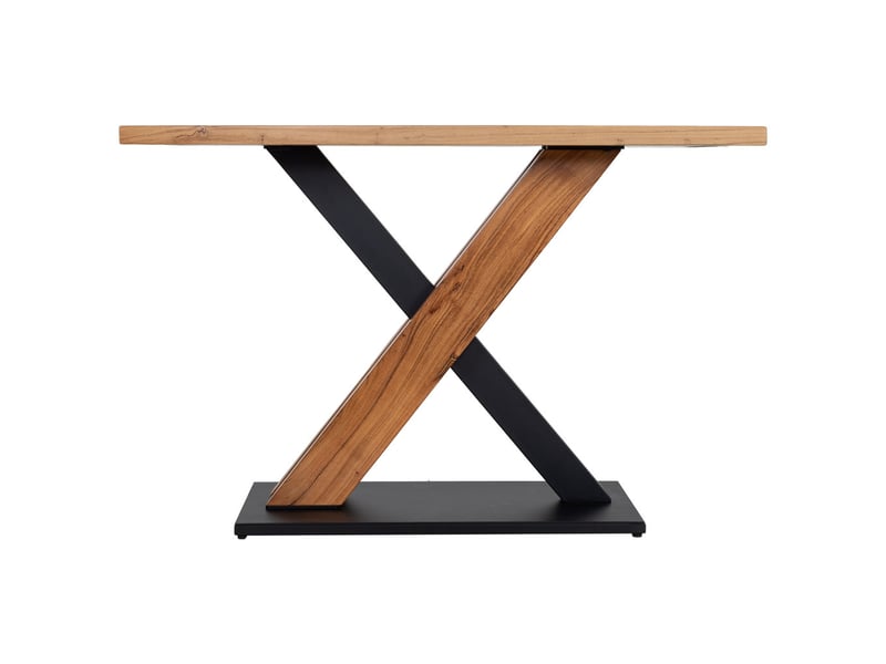  Console d'entrée en bois d'acacia marron avec pieds en fer 120x40x80h cm  - Conforama B