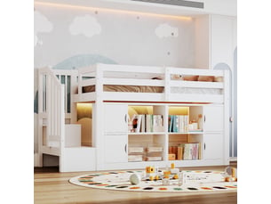 Lit surélevé 90x200 cm <strong>OKMYHOME</strong> <strong></strong> coloris blanc